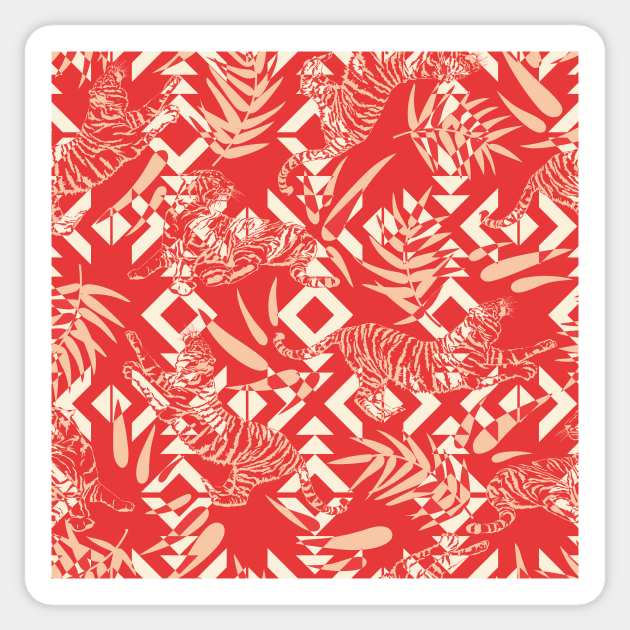 Tribal Tiger Camouflage / Red Jungle Sticker by matise